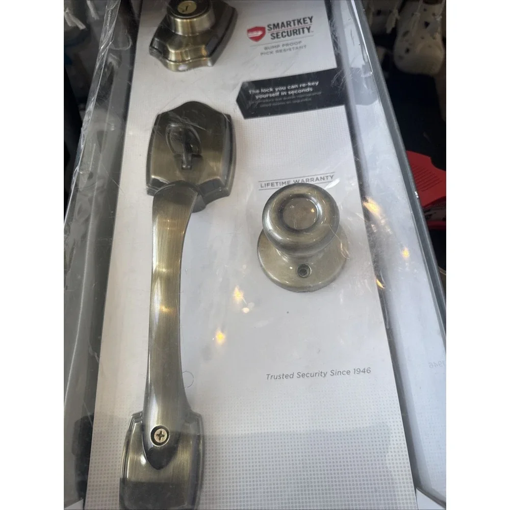Kwikset Belleview Single Cylinder Antique Brass Handle Set‎ 96870 098